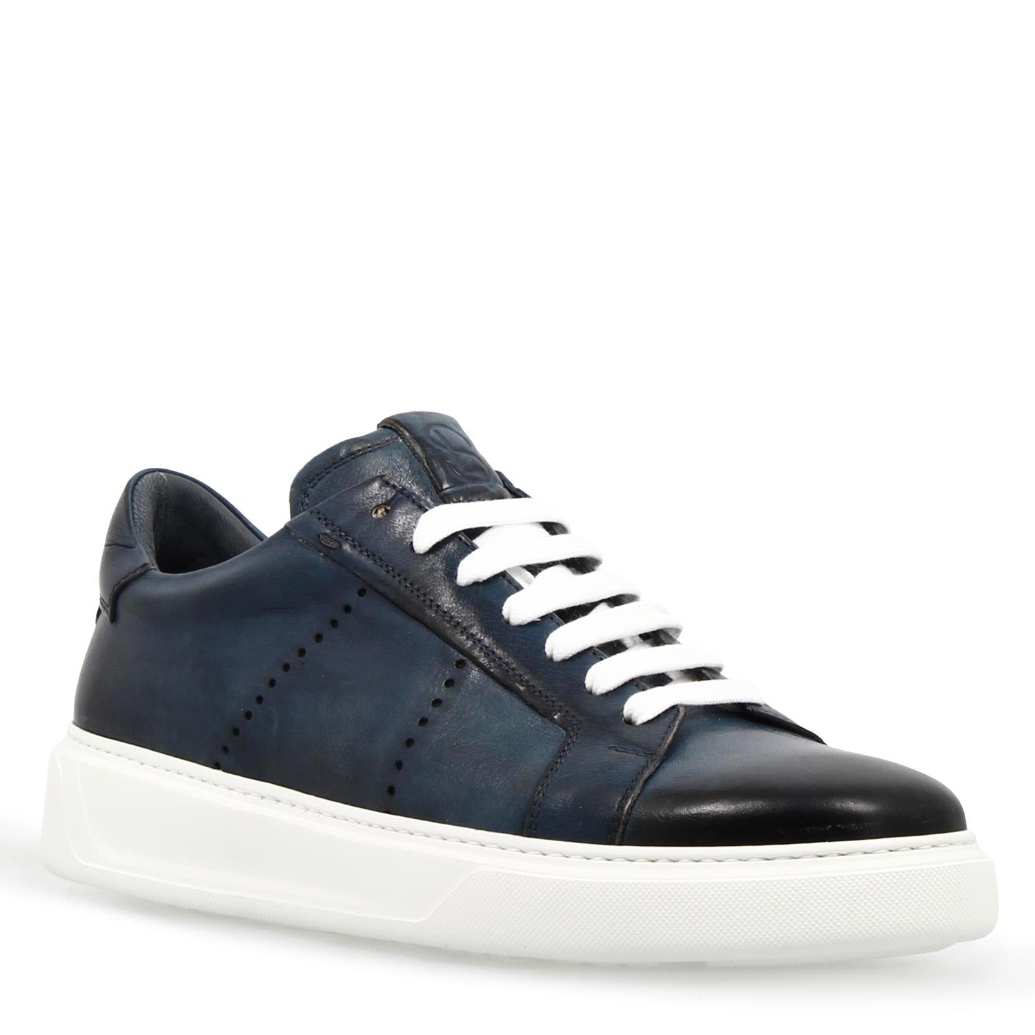 Leonardo Shoes Sneakers Uomo Florentino Pelle Blu