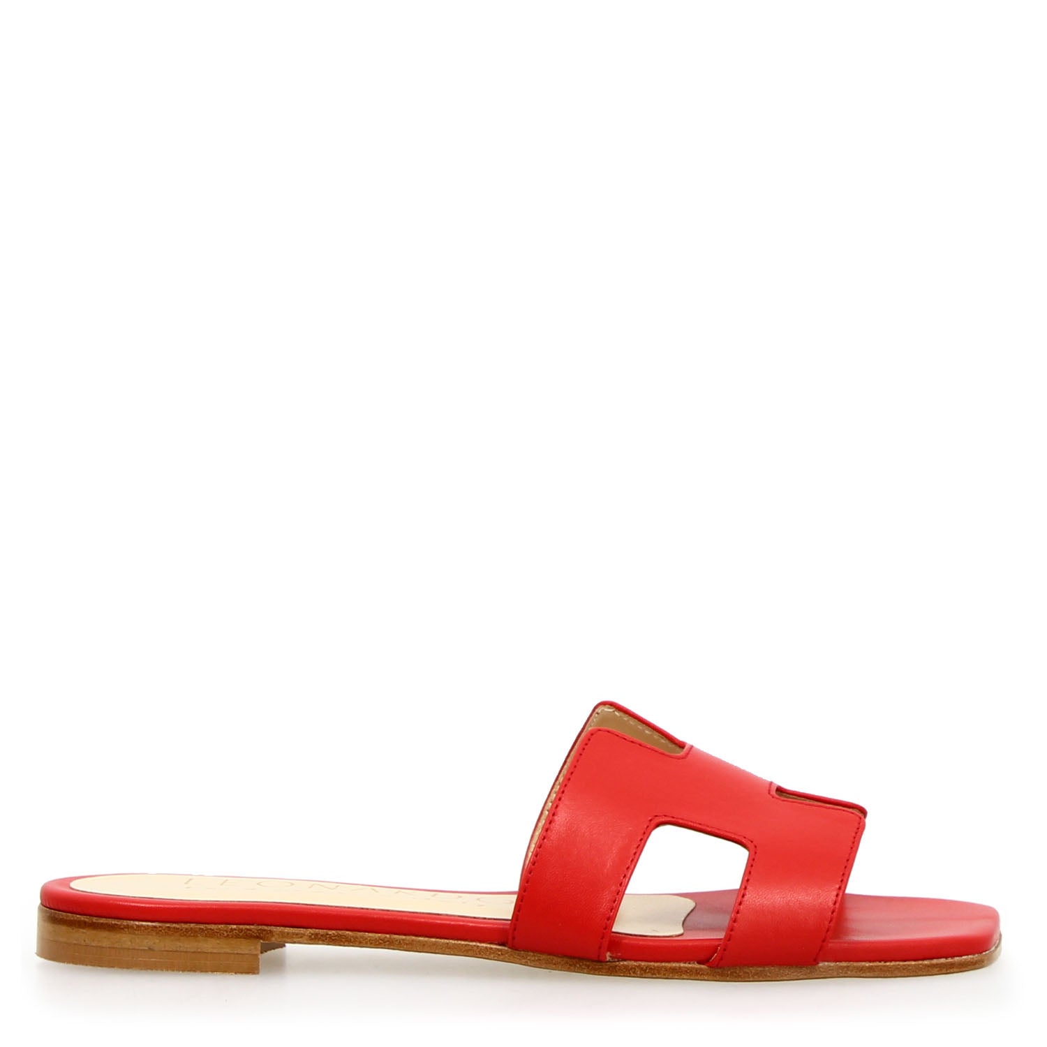 Leonardo Shoes Harmony sandalo donna rosso nappa tacco basso