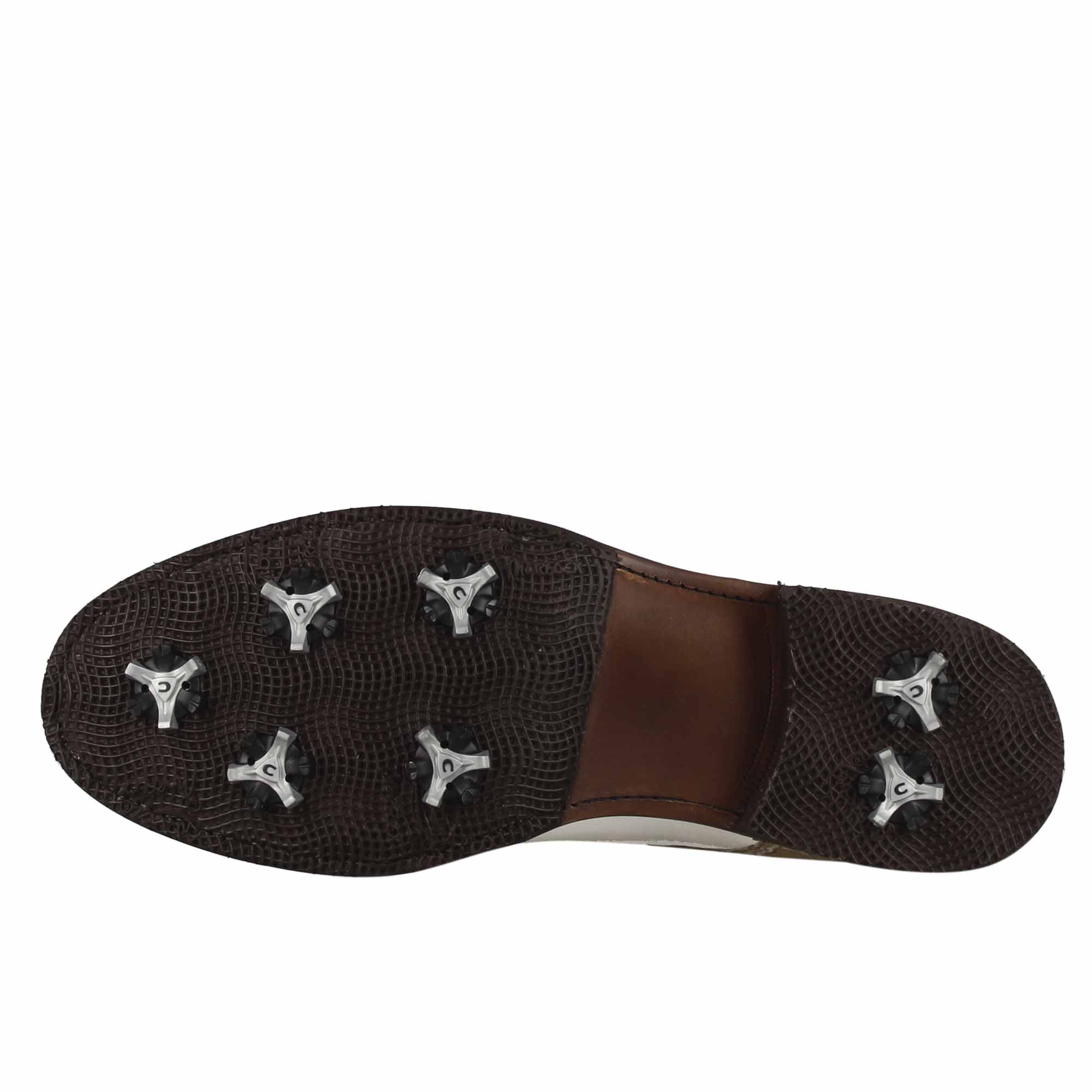 Leonardo Shoes Golf Calzature scarpe golf beige stampa cocco