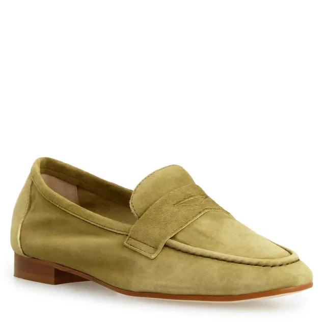 Leonardo Shoes Brenta Mocassino Donna Camoscio Verde Sfoderato