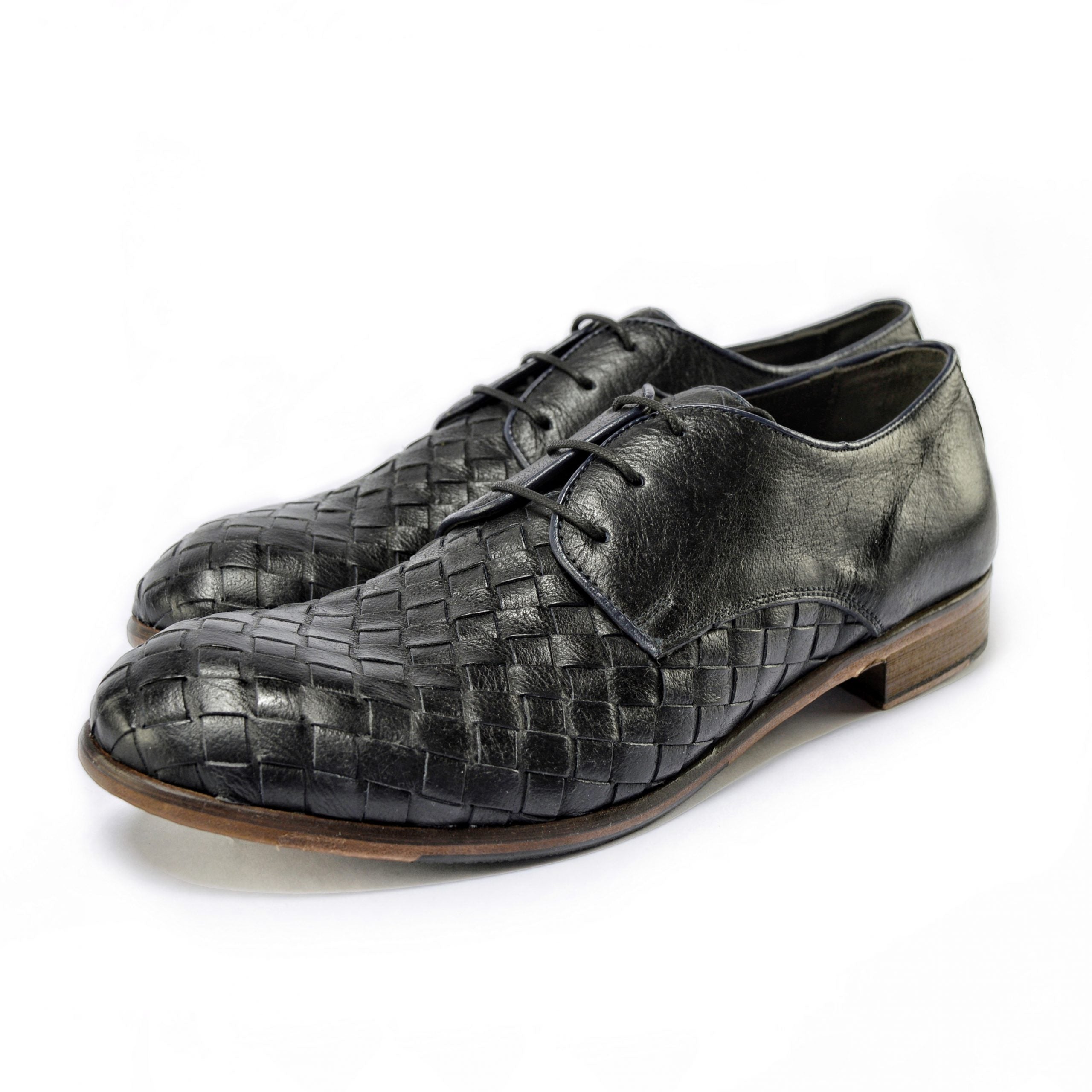 Ton Goût Remo derby uomo vitello intrecciato blu