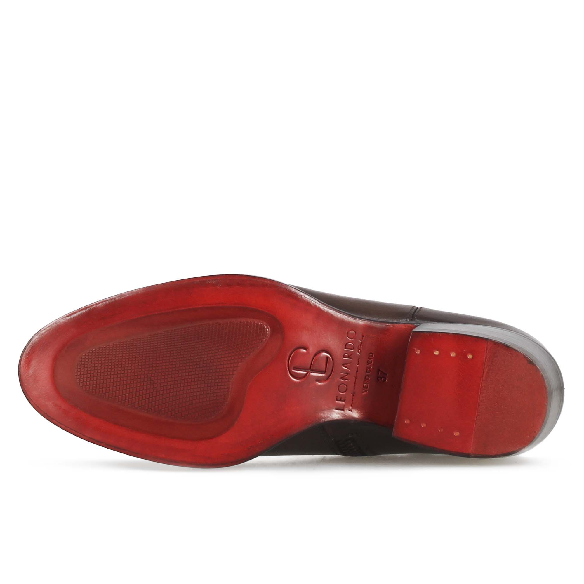 Leonardo Shoes Stivali Donna texano marrone scuro stivaletto pelle