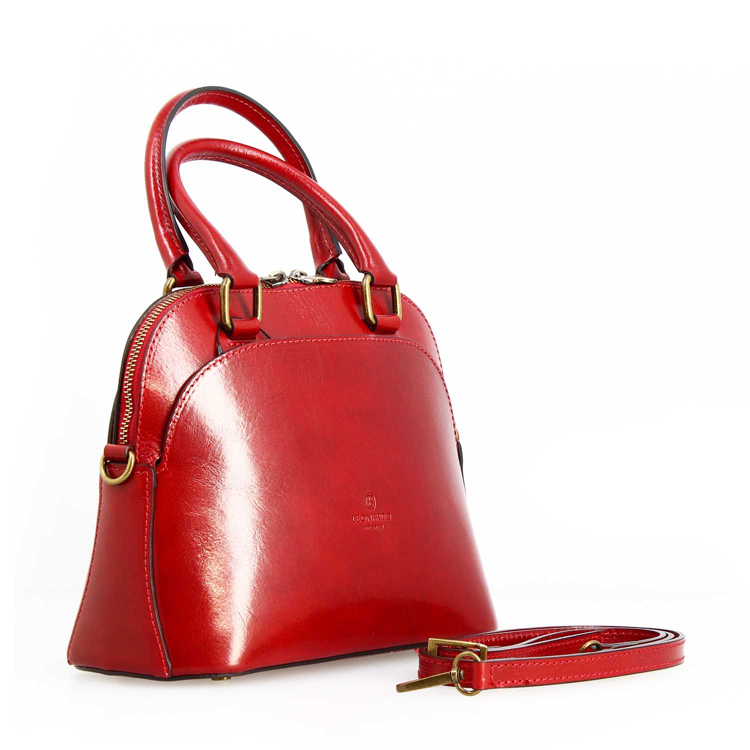 Leonardo Shoes Zaira borsa donna pelle rossa 26 cm