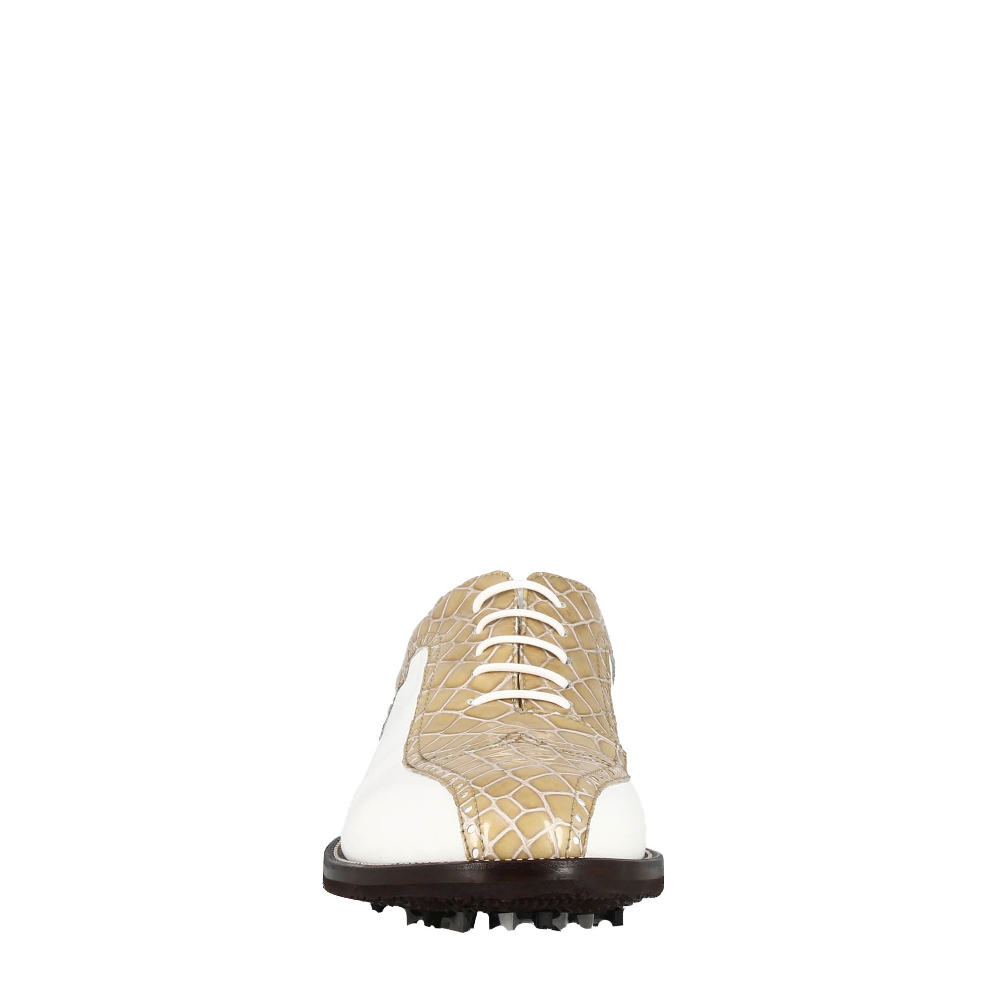 Leonardo Shoes Golf Calzature scarpe golf beige stampa cocco