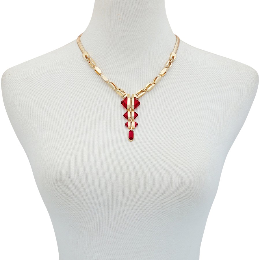 Vince Camuto Collana Pendente Pietra Rossa Oro