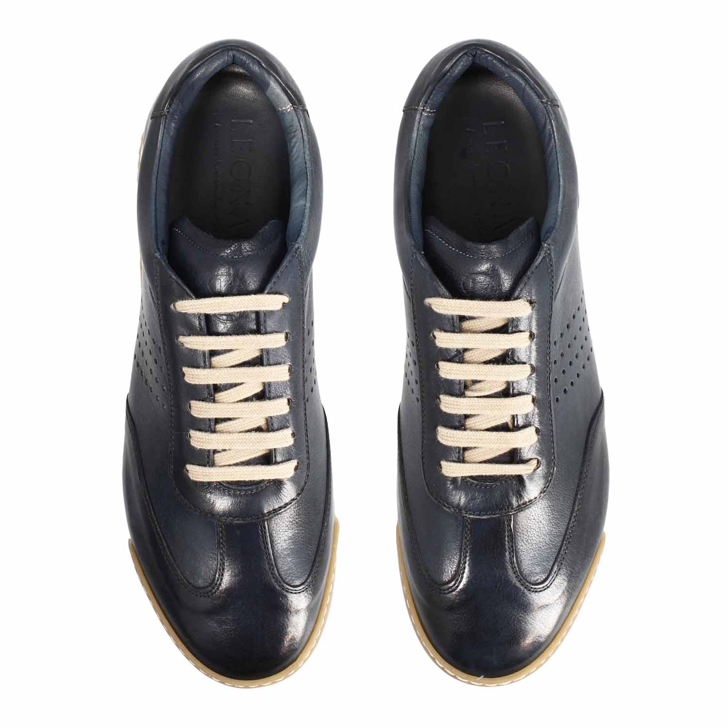 Leonardo Shoes Barberino sneaker pelle blu suola bicolore