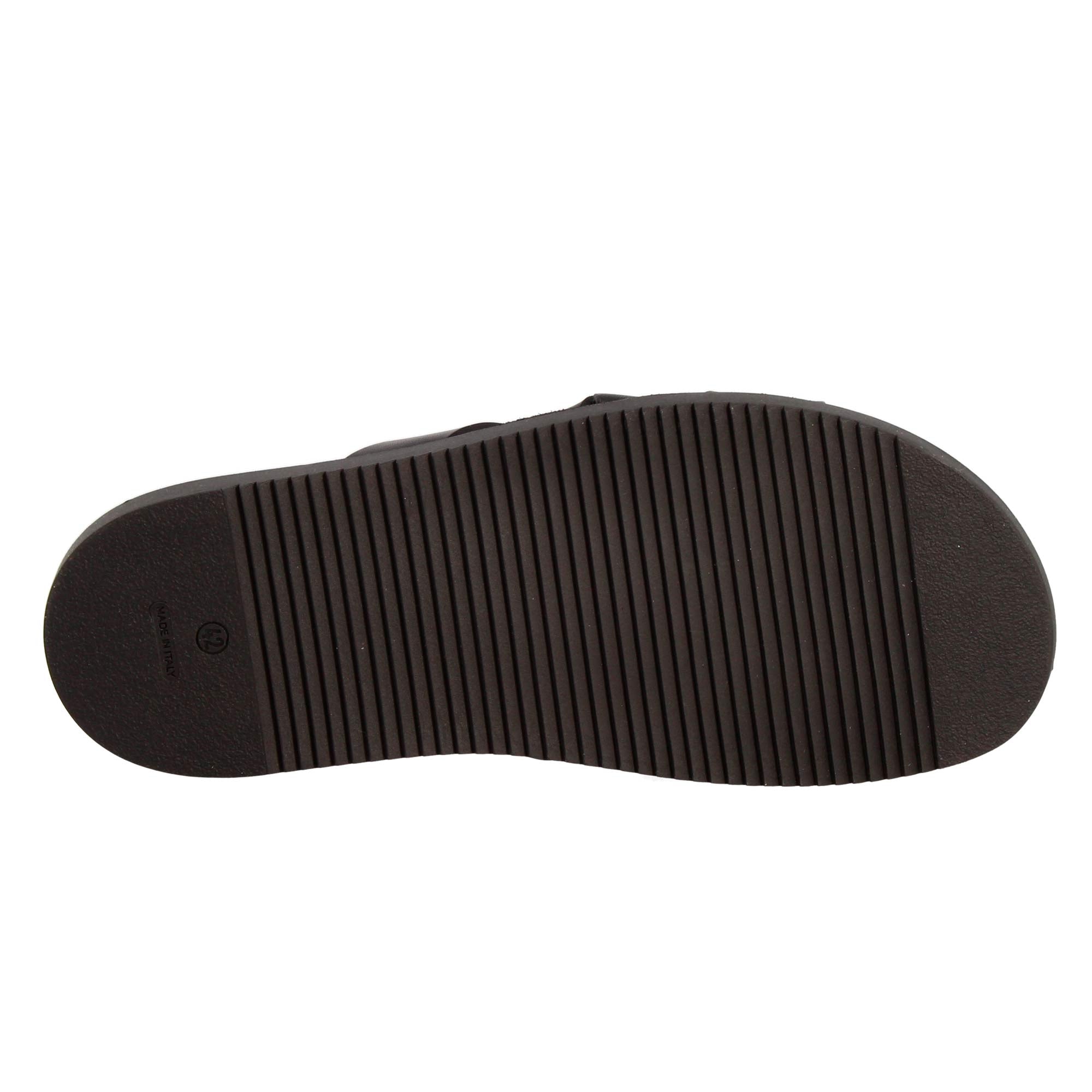 Leonardo Shoes Sandali Uomo Marrone Pelle Intrecciati Gomma