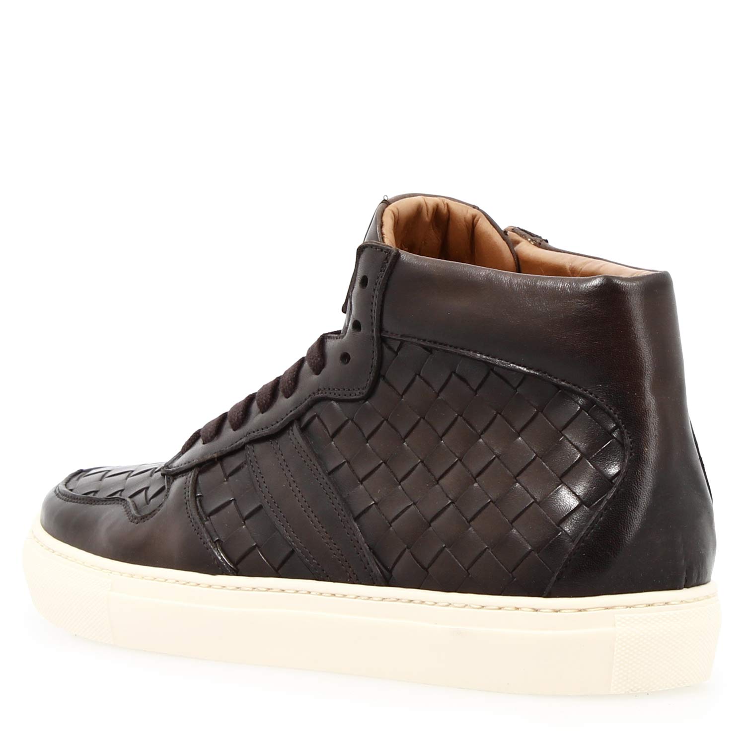 Leonardo Domizio sneakers alte uomo pelle marrone scuro