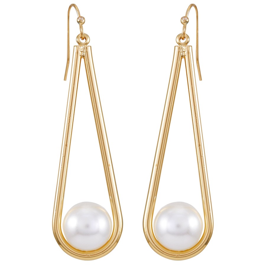 Vince Camuto Orecchini Pendenti Perle Dorate Donna