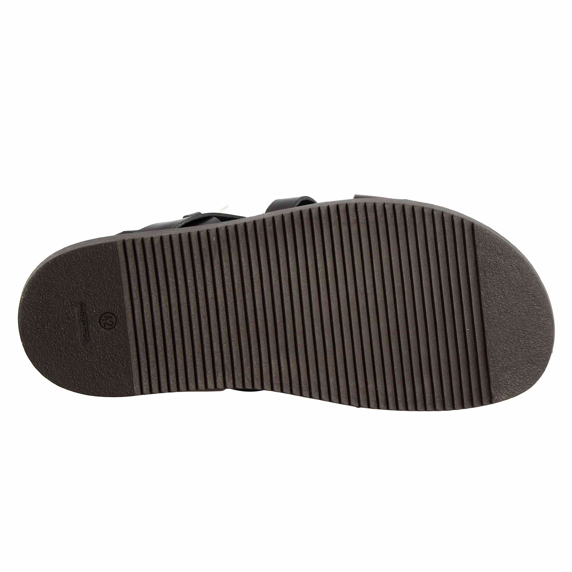 Leonardo Shoes Sandali Uomo BF-30 pelle neri con fibbia