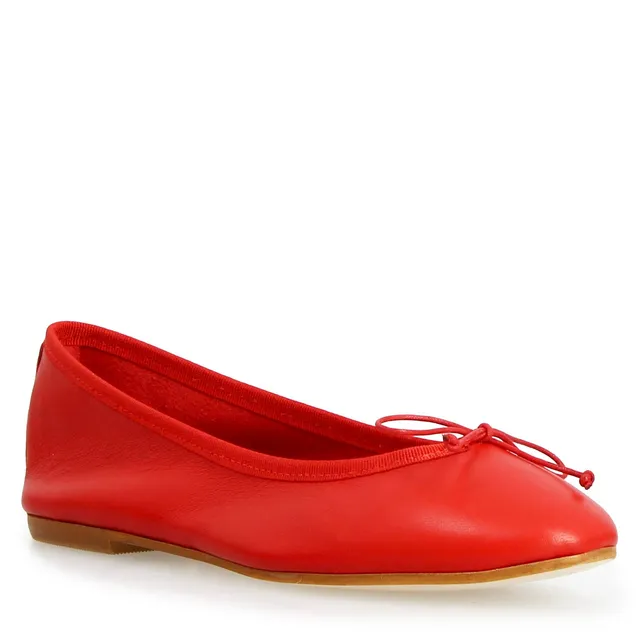 Leonardo Shoes Ballerine Donna Fiocco pelle rossa tacco basso