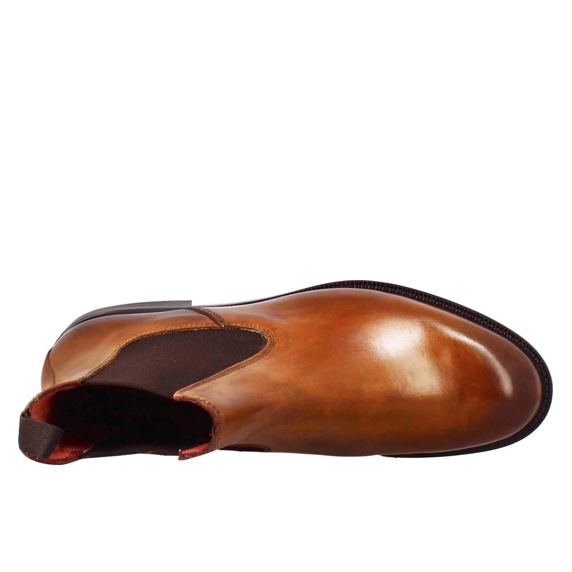 Leonardo Shoes Stivali Donna Chelsea pelle marrone chiaro