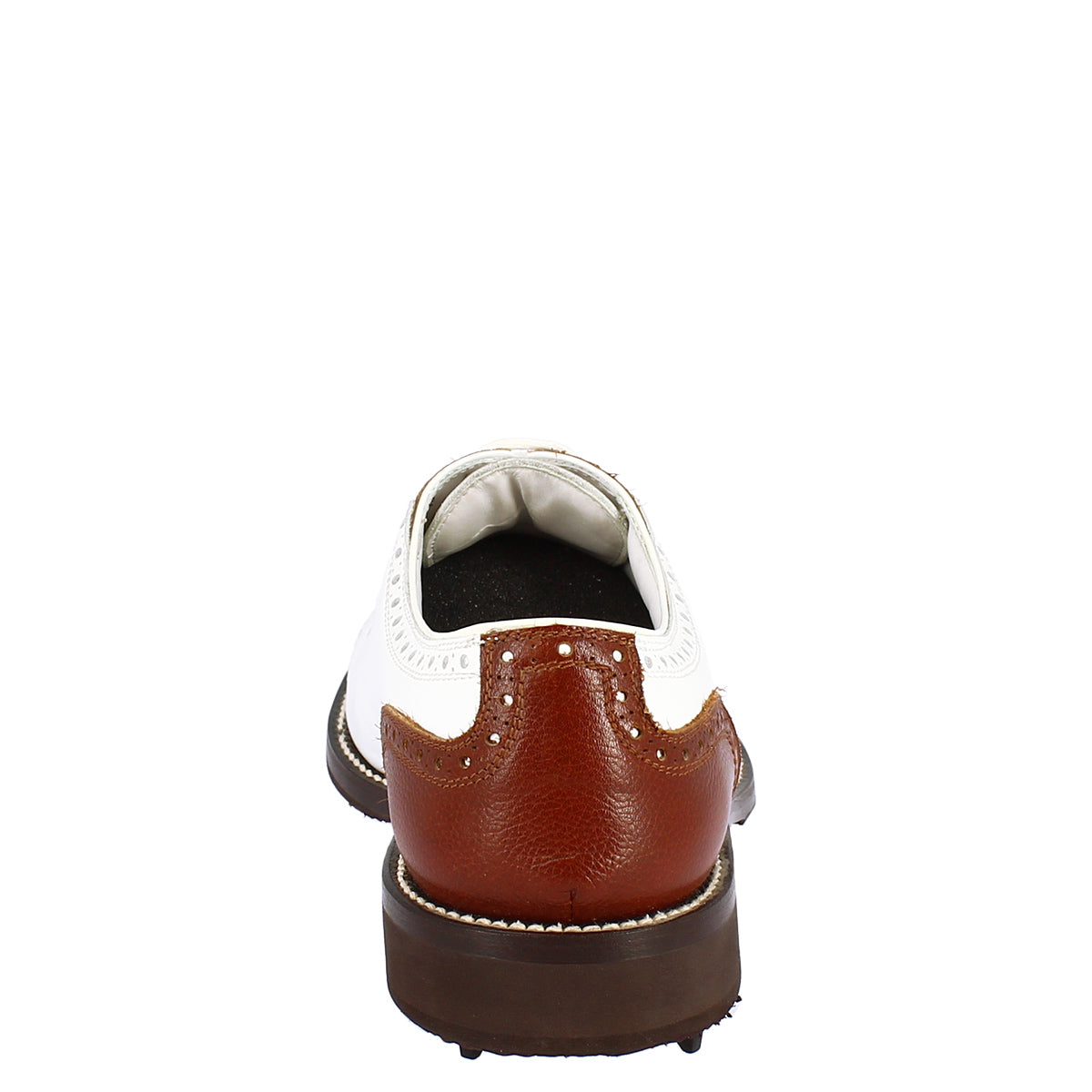 Leonardo Shoes Golf scarpe da golf bianco marrone pelle