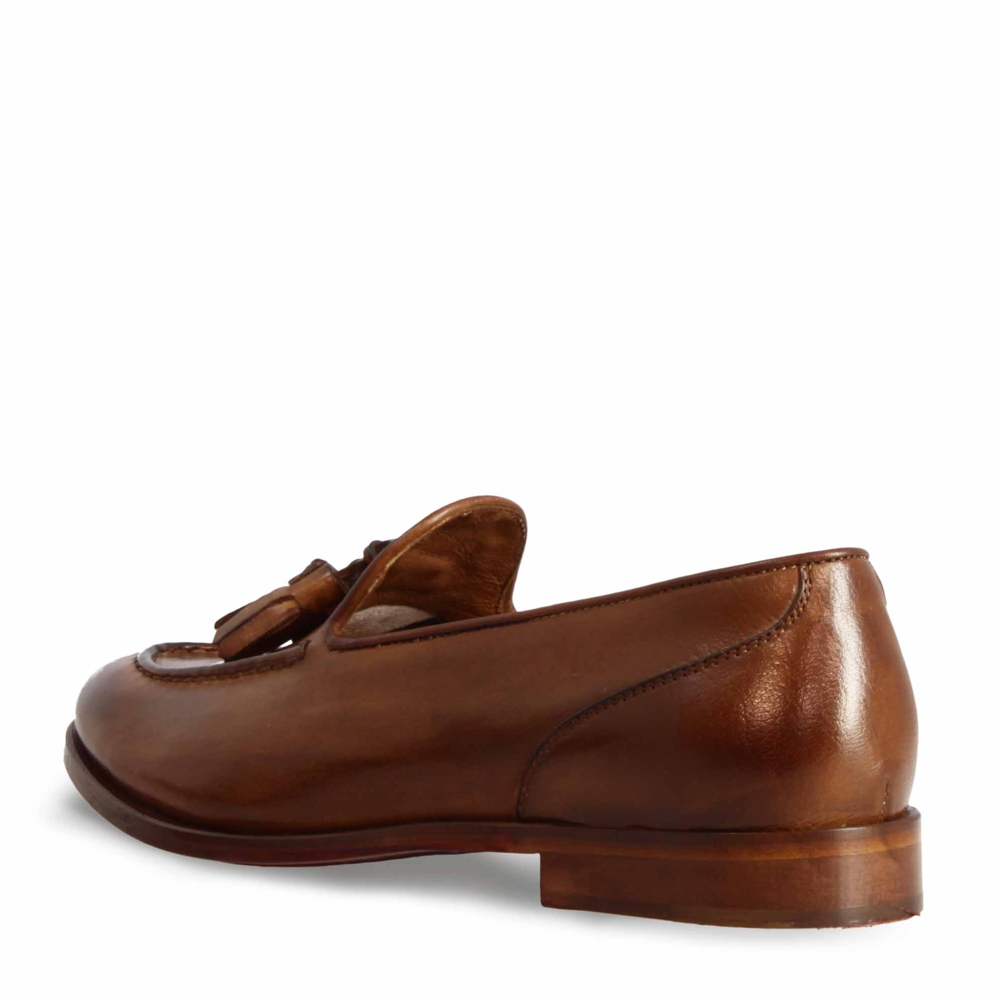 Leonardo Shoes Mocassini Donna Appia Pelle Marrone Nappine
