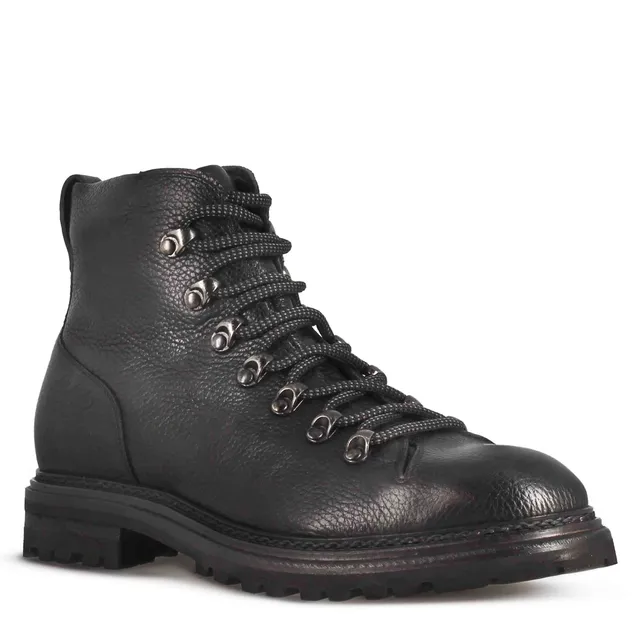 Leonardo Shoes Stivaletti Uomo anfibio pelle nero lacci