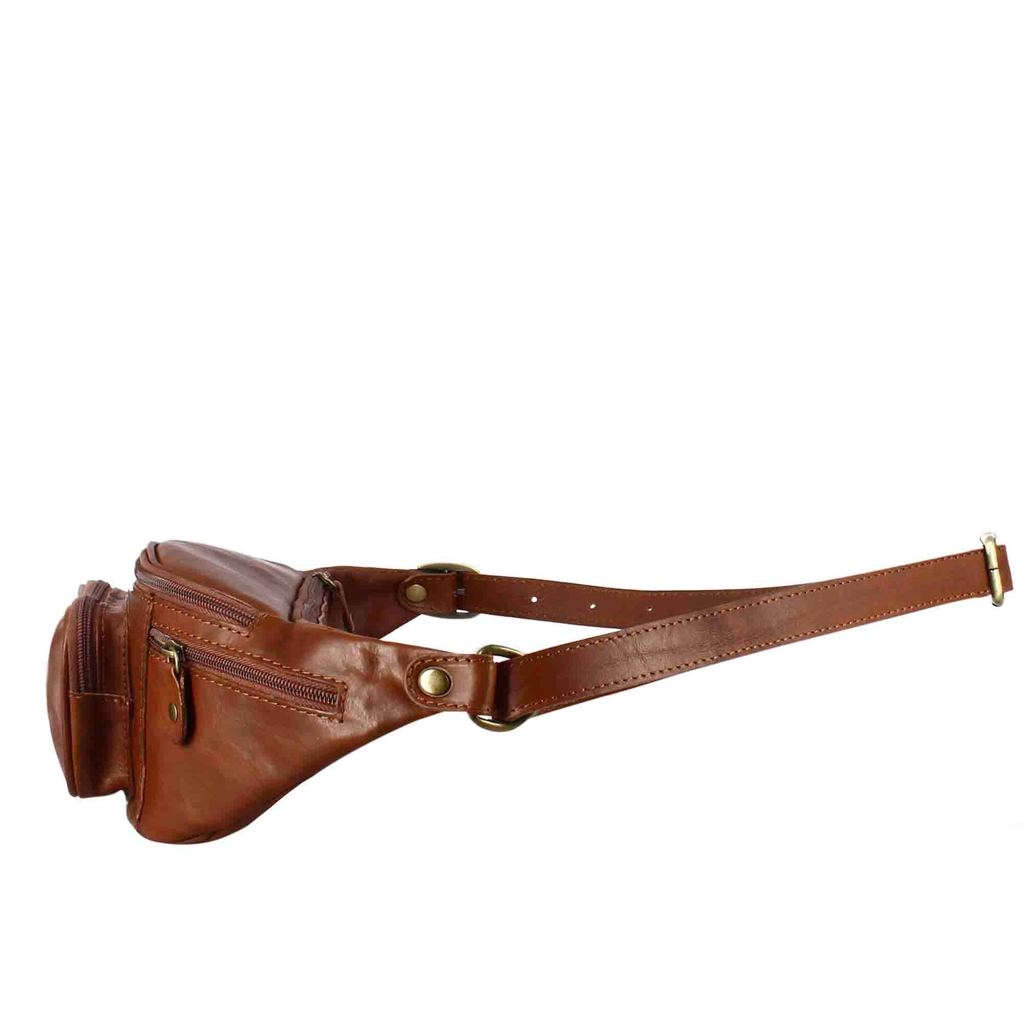 Leonardo Shoes marsupio uomo pelle marrone multitasche