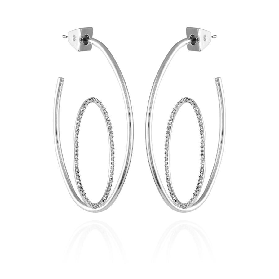 Vince Camuto orecchini cerchio donna argento doppio pavé