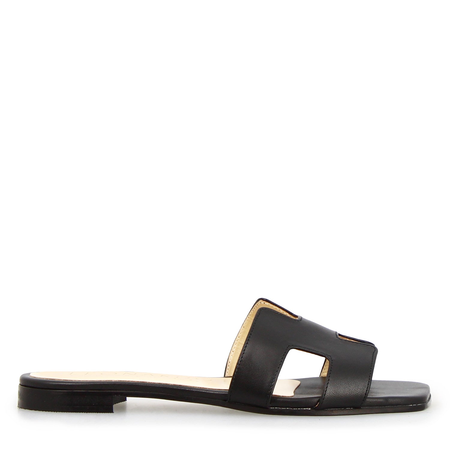Leonardo Shoes Harmony Sandali Donna Neri Nappa Tacco 1 cm