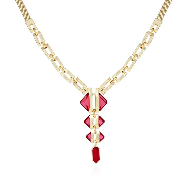 Vince Camuto Collana Pendente Pietra Rossa Oro
