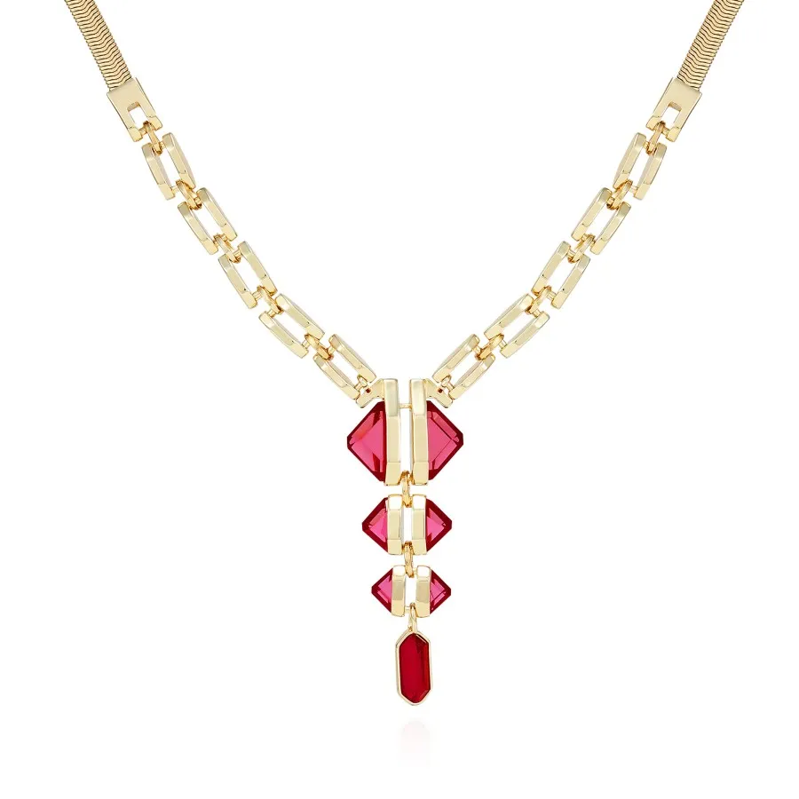 Vince Camuto Collana Pendente Pietra Rossa Oro