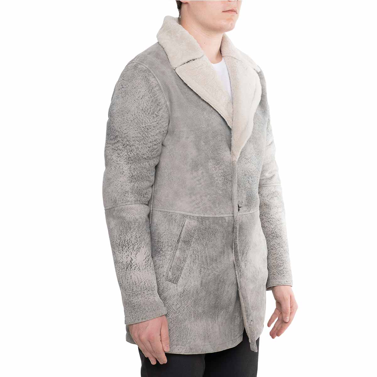 Leonardo Shoes Giacca Montone Uomo Grigia Doppio Petto