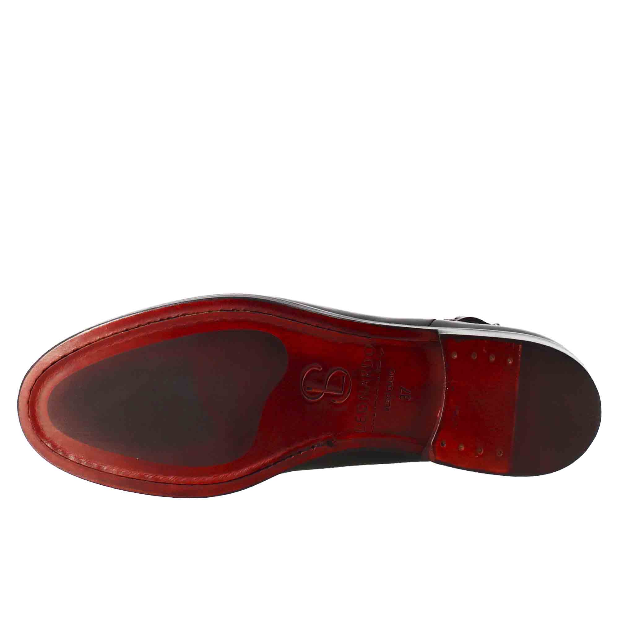 Leonardo Shoes Stivali Donna nero fibbia tacco basso pelle