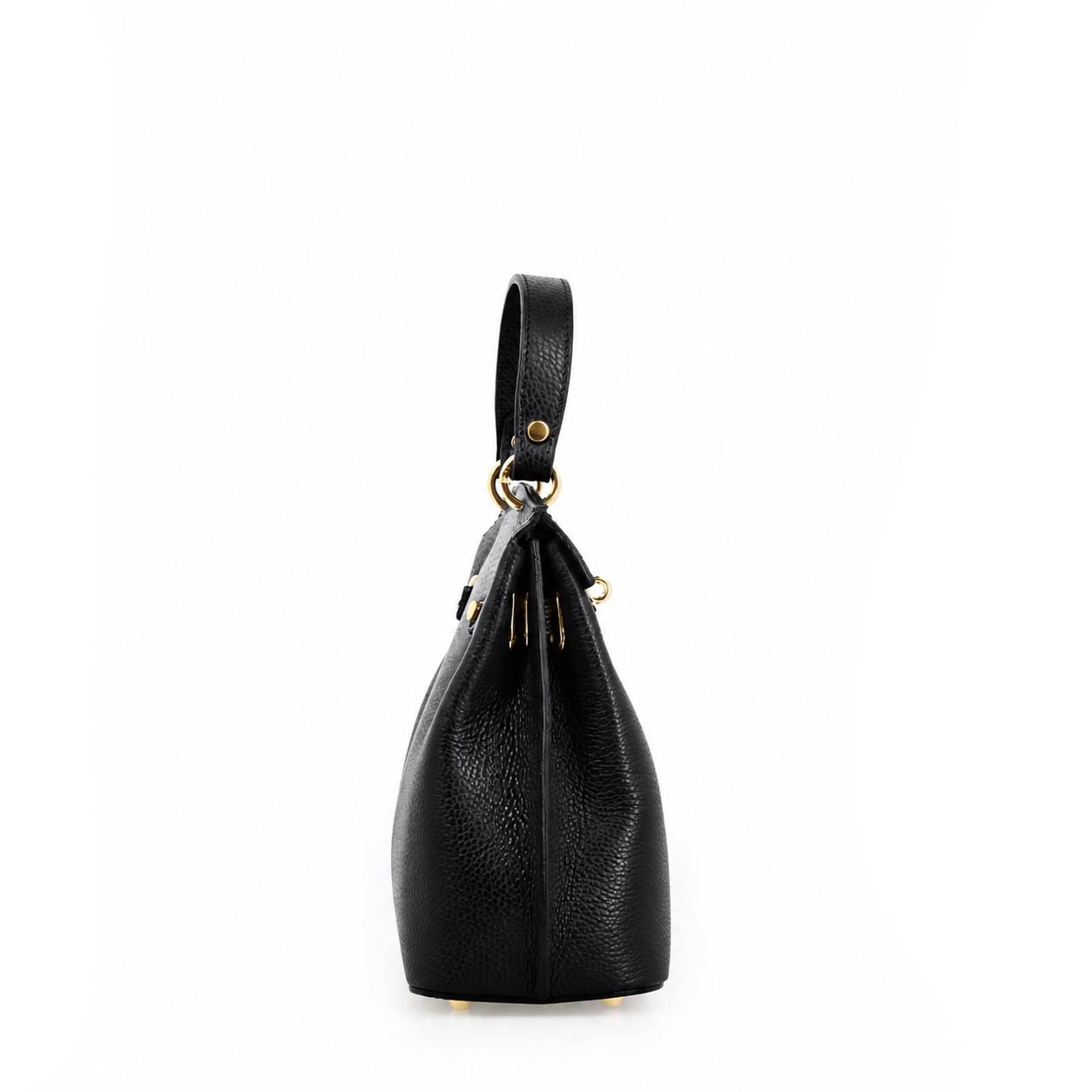 Leonardo Shoes Ninfea Borsa Pelle Nero Tracolla Twist Lock