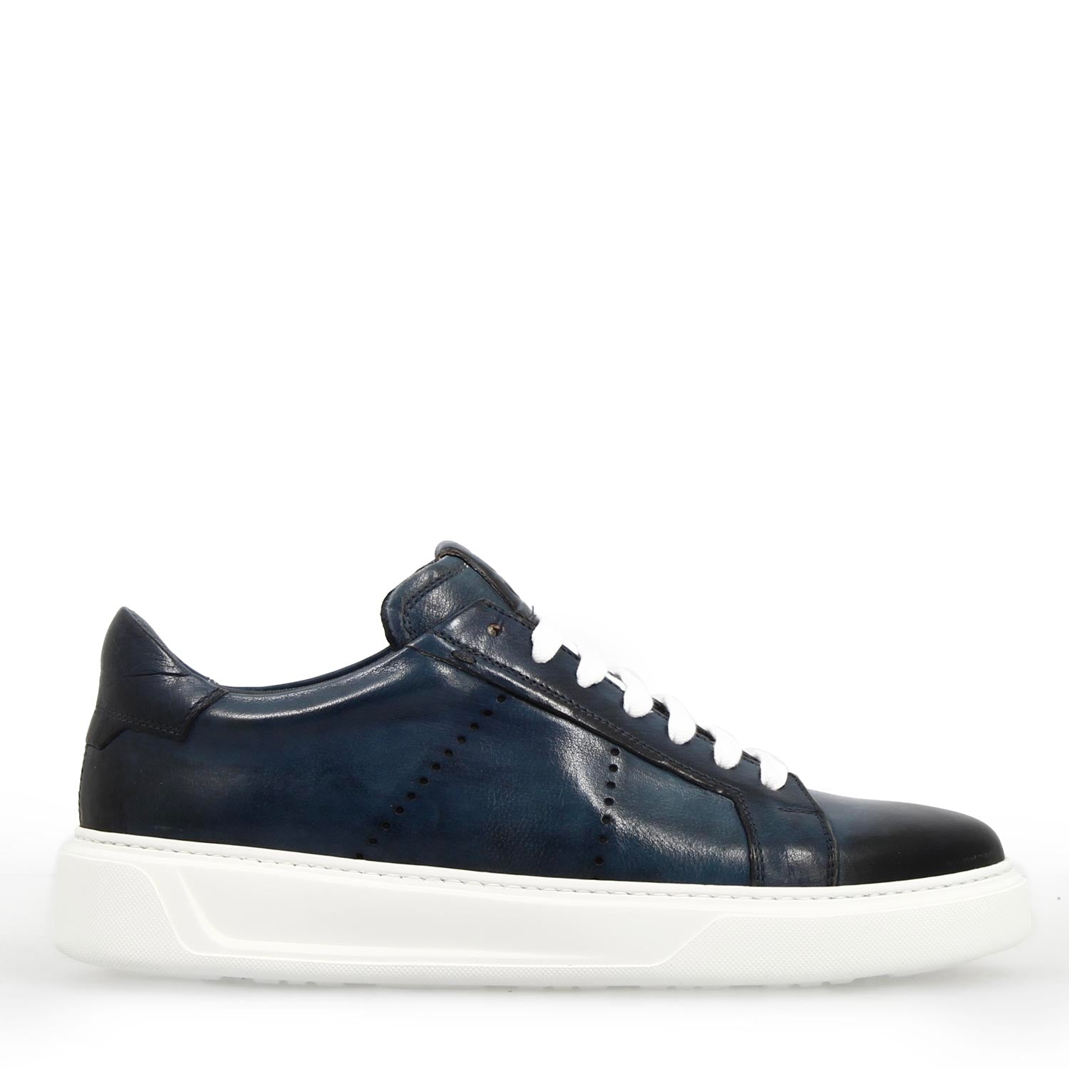 Leonardo Shoes Sneakers Uomo Florentino Pelle Blu