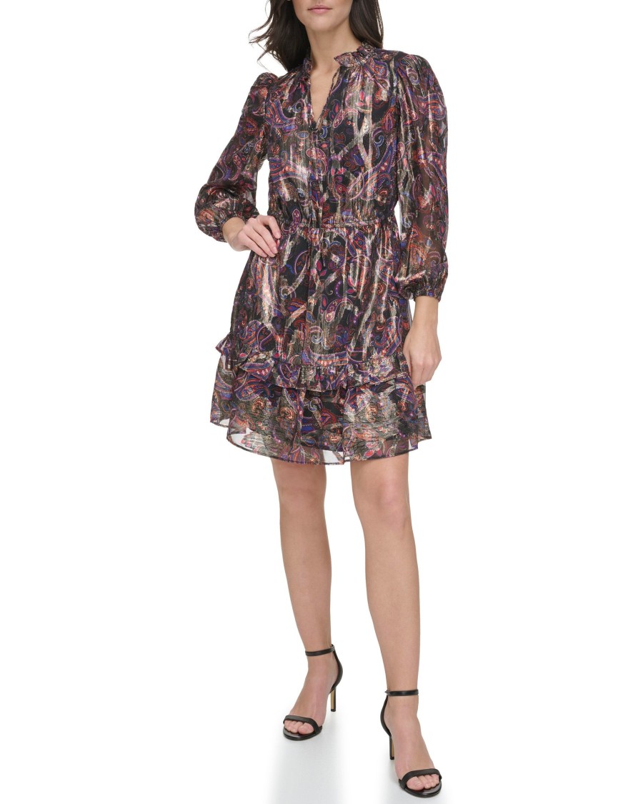Vince Camuto Abito paisley mini maniche lunghe donna
