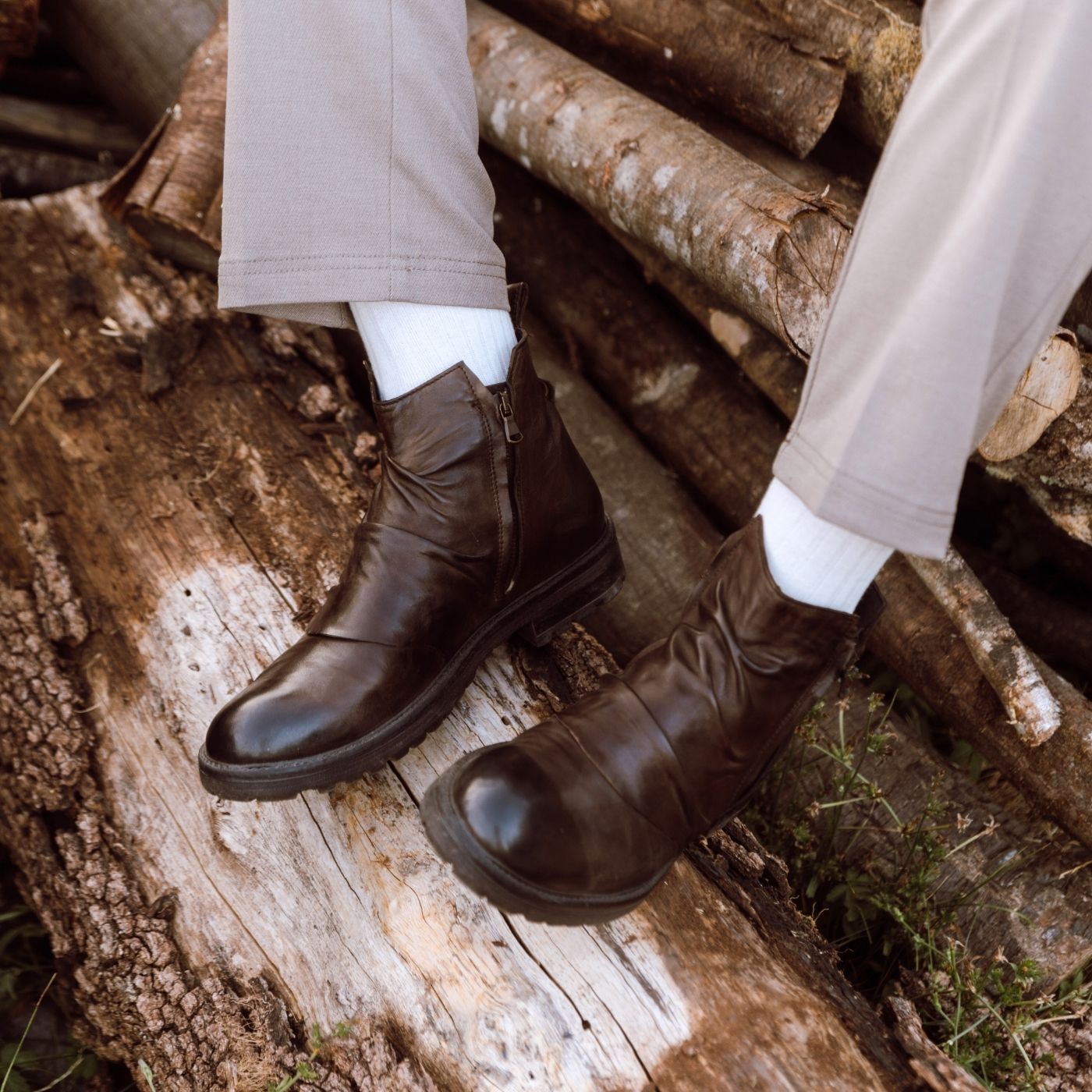 Leonardo Shoes Stivaletti Uomo pelle marrone scuro