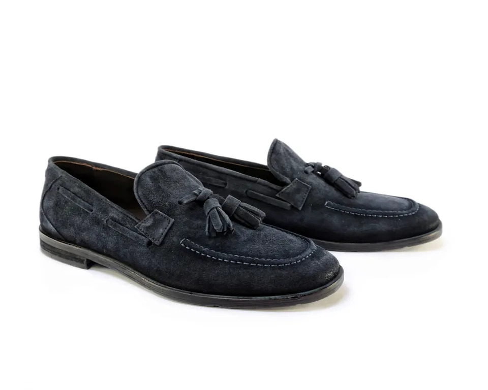 Ton Goût Green Mocassini Uomo Blu Camoscio 41