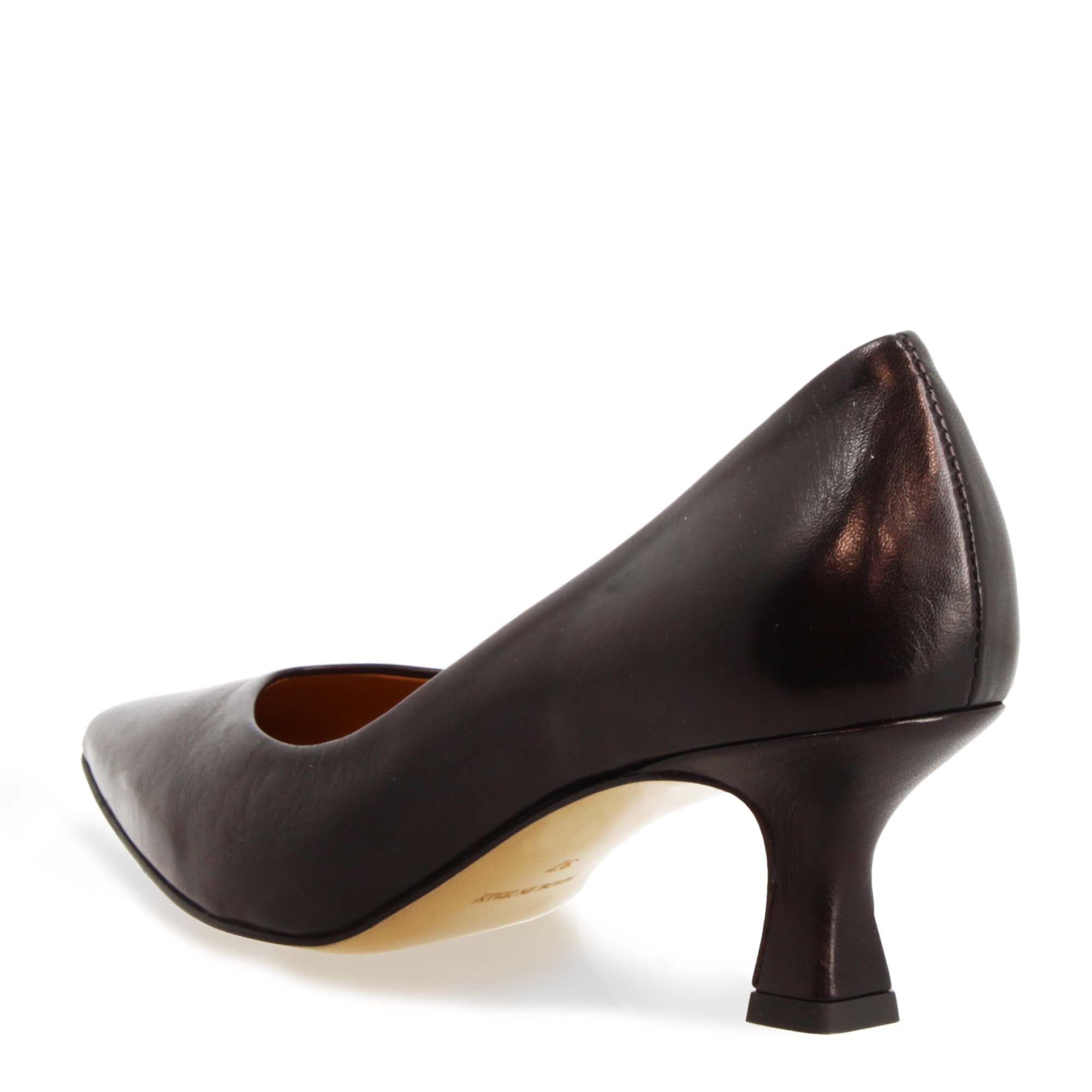 Leonardo Shoes Scarpe Stringate Donna Décolleté Pelle Nero Tacco 5