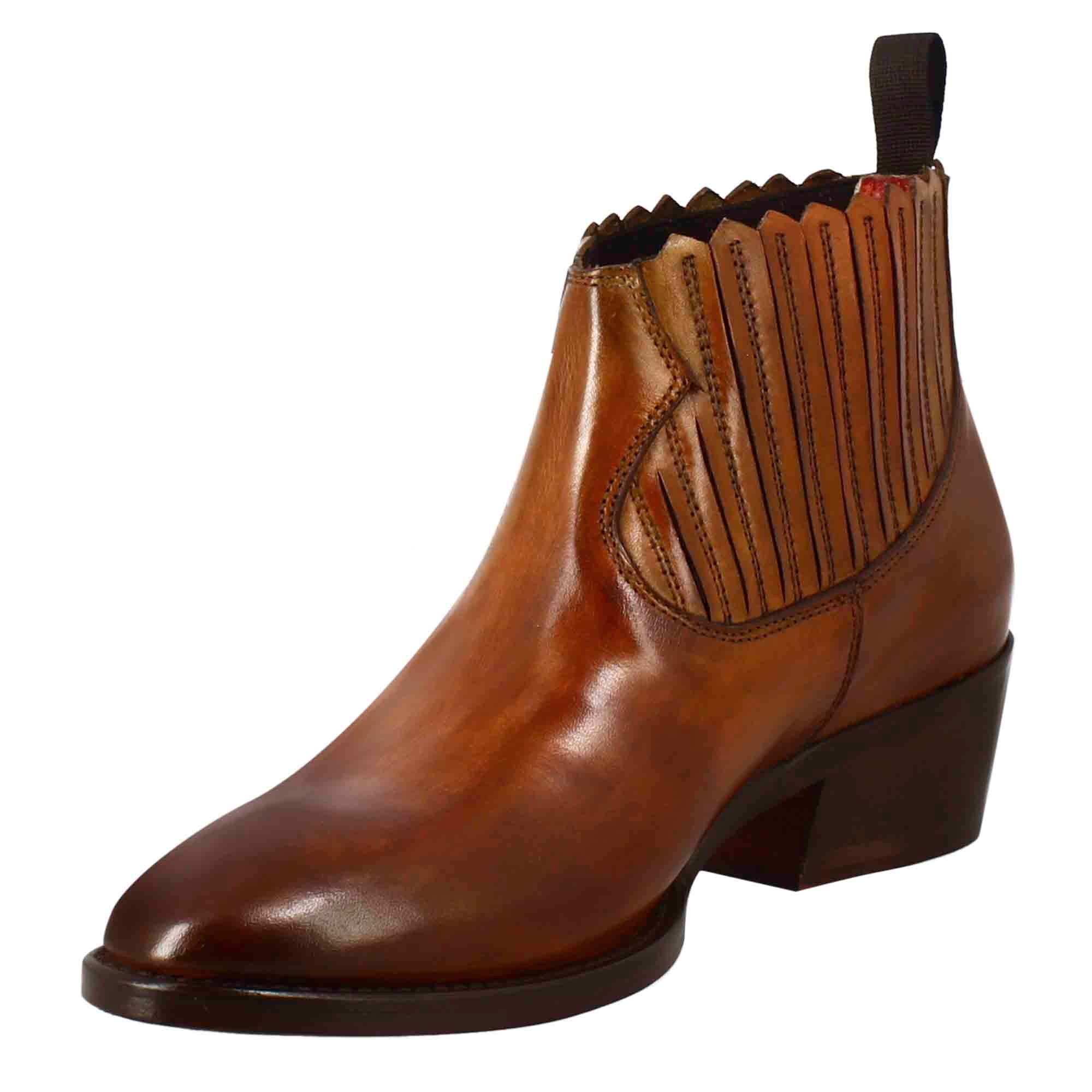Leonardo Shoes Stivali Donna stivaletti marrone chiaro pelle