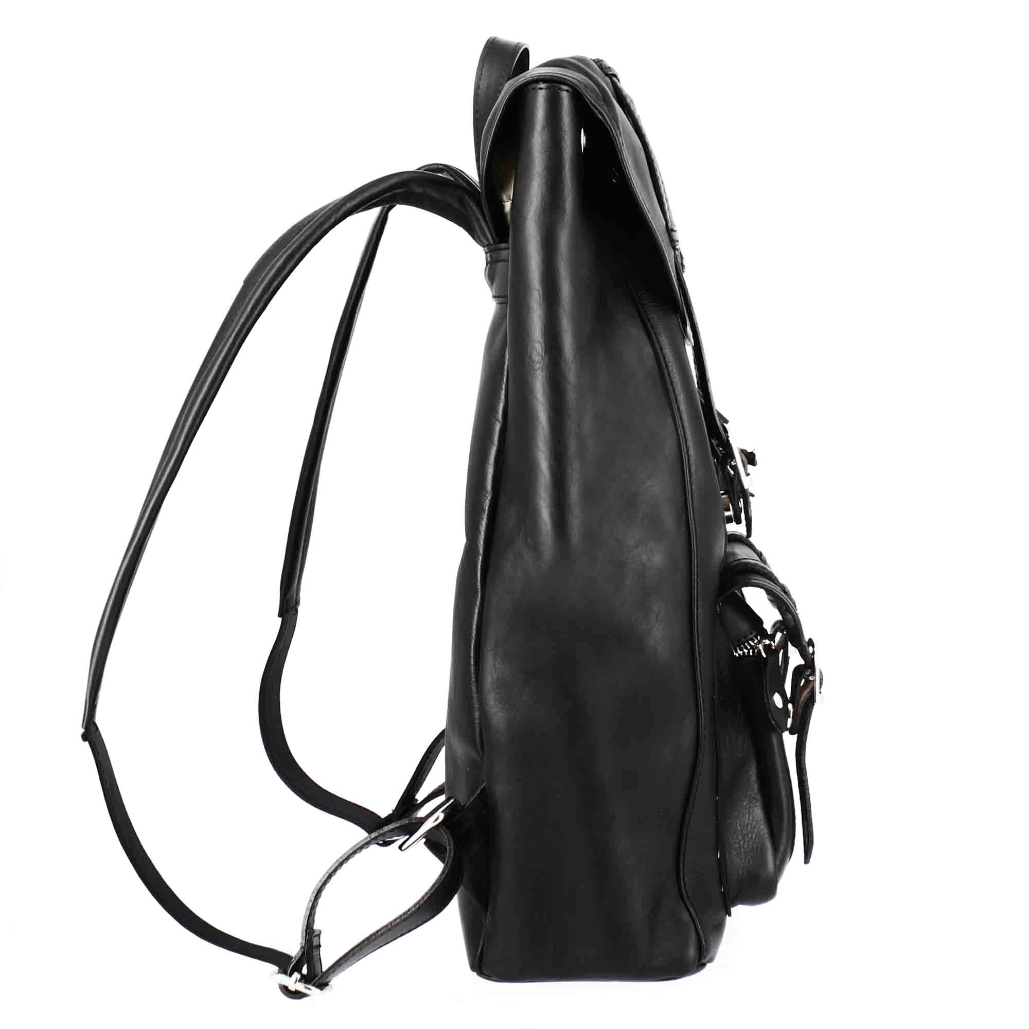 Leonardo Shoes Zaino Viaggio Borse Uomo Nero Pelle Pieno Fiore