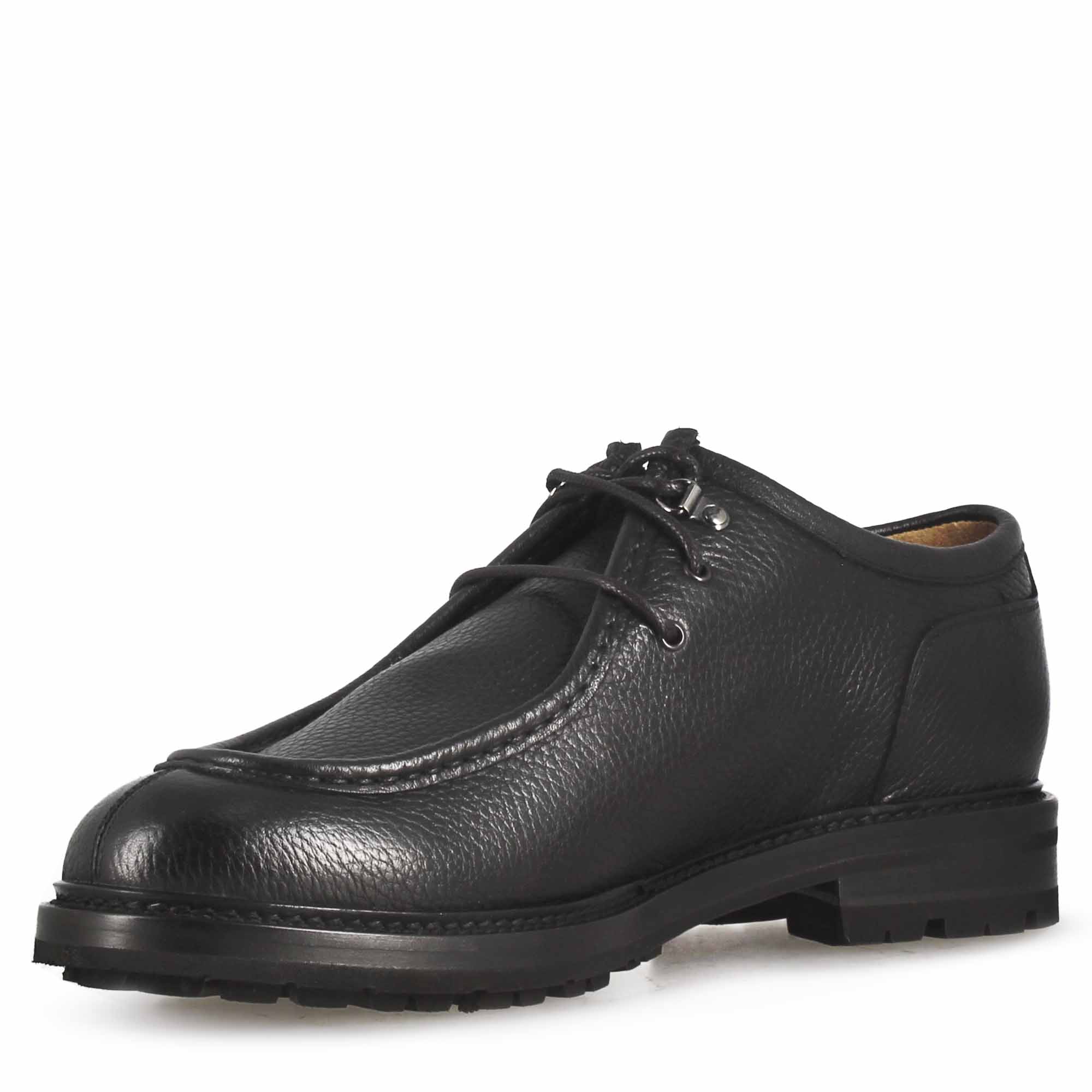 Leonardo Shoes Ingegnere Stringate Uomo Pelle Nero Allacciate