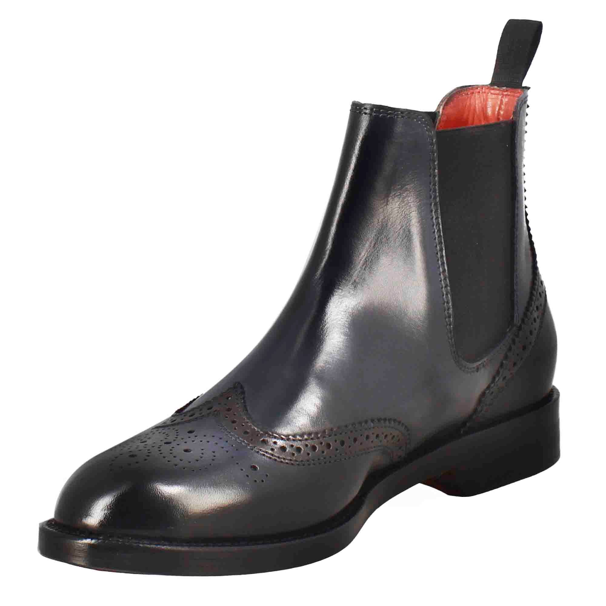 Leonardo Shoes Chelsea stivaletti donna pelle blu brogue