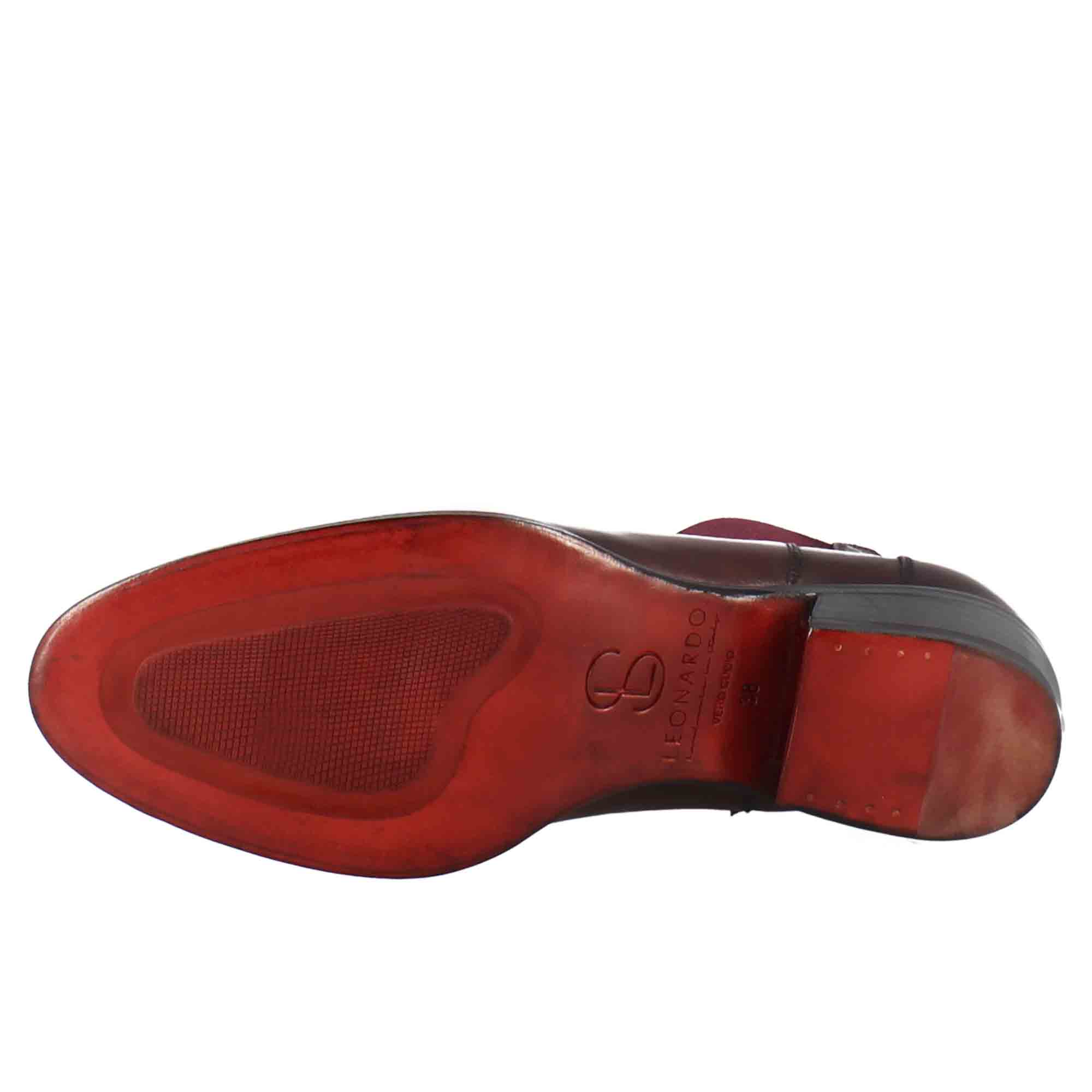 Leonardo Shoes Stivali Donna bordeaux chelsea pelle