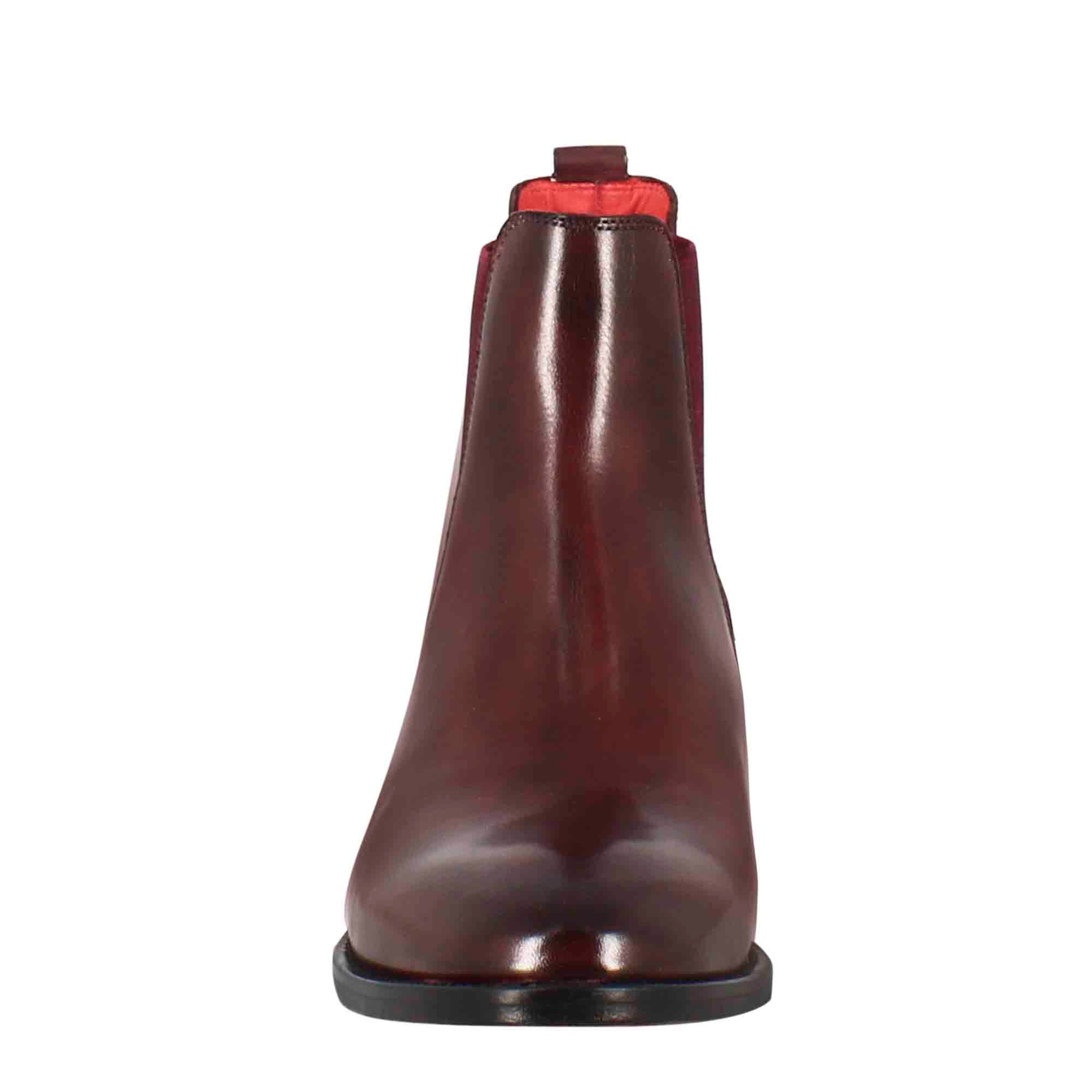 Leonardo Shoes Stivali Donna bordeaux chelsea pelle