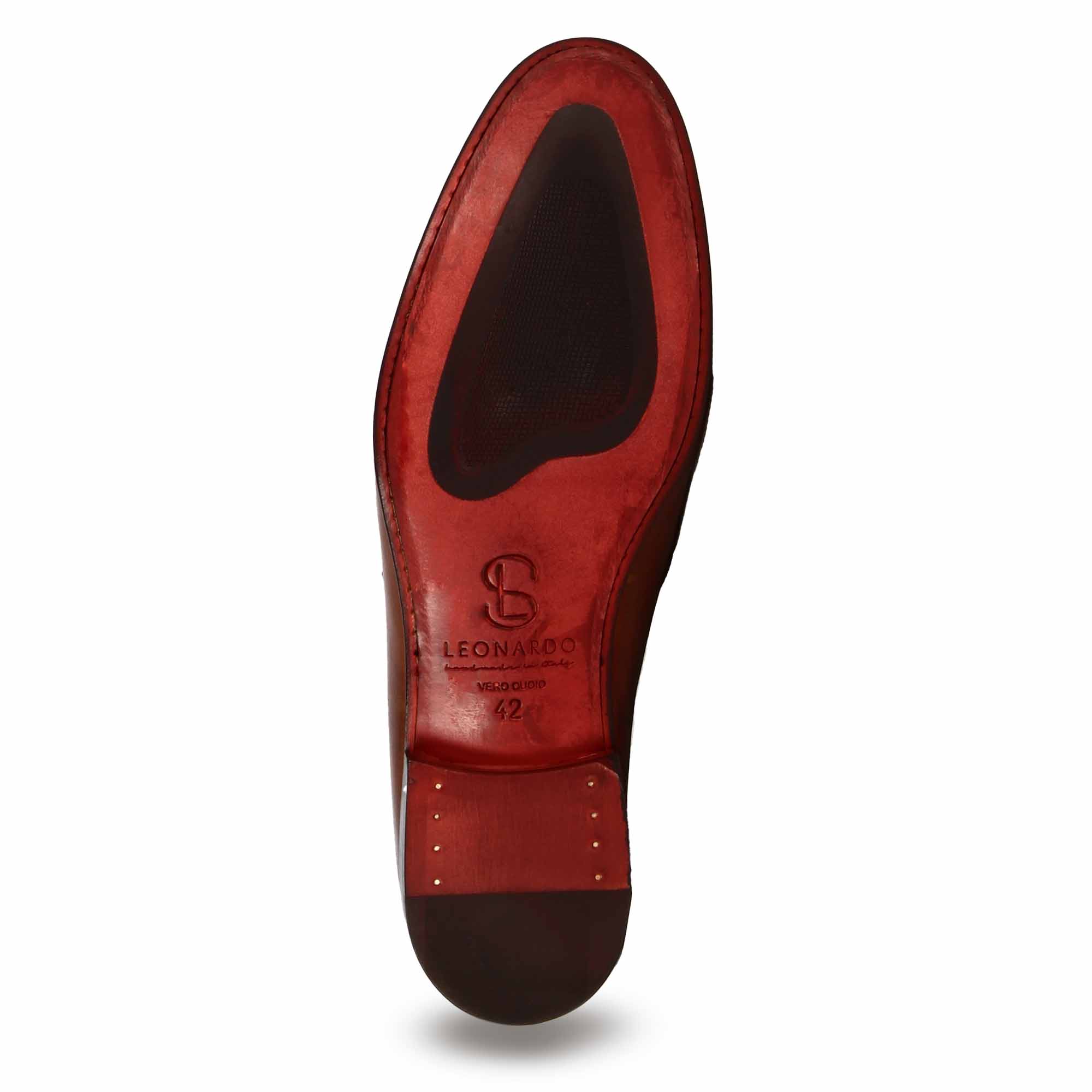 Leonardo Shoes Classico Mocassini Uomo Pelle Marrone Chiaro