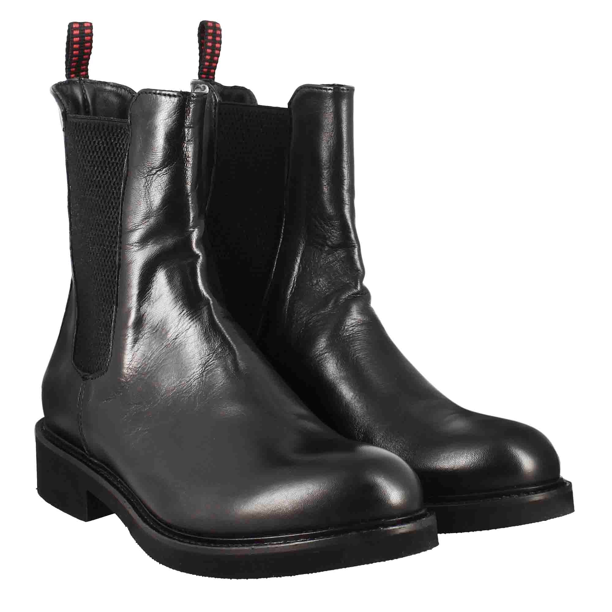 Leonardo Shoes Paupa stivaletti donna pelle nero chelsea