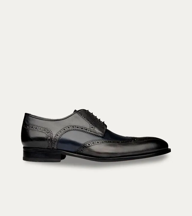 Ace Marks Vincent Derby Brogue Grigie Avio Pelle