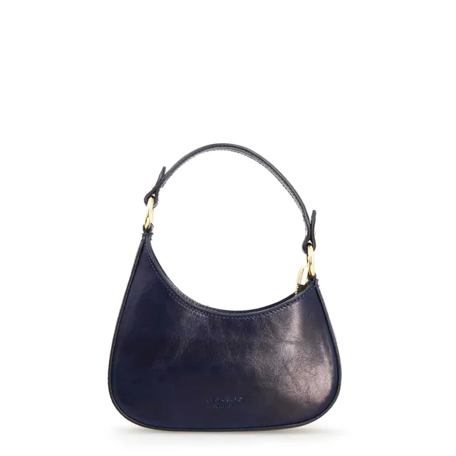 Leonardo Isotta S mini borsa mezzaluna pelle blu