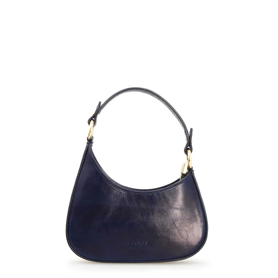 Leonardo Isotta S mini borsa mezzaluna pelle blu