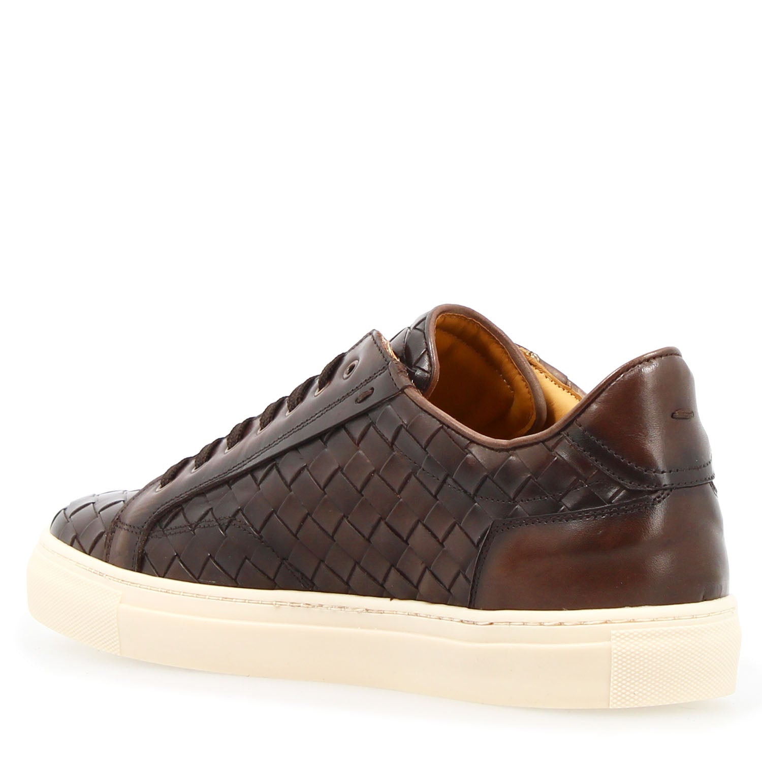Leonardo Shoes Icaro sneakers uomo marrone pelle intrecciata