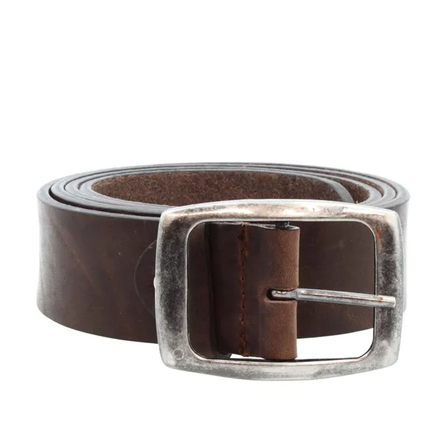 Leonardo Shoes cintura uomo pelle marrone fibbia argento