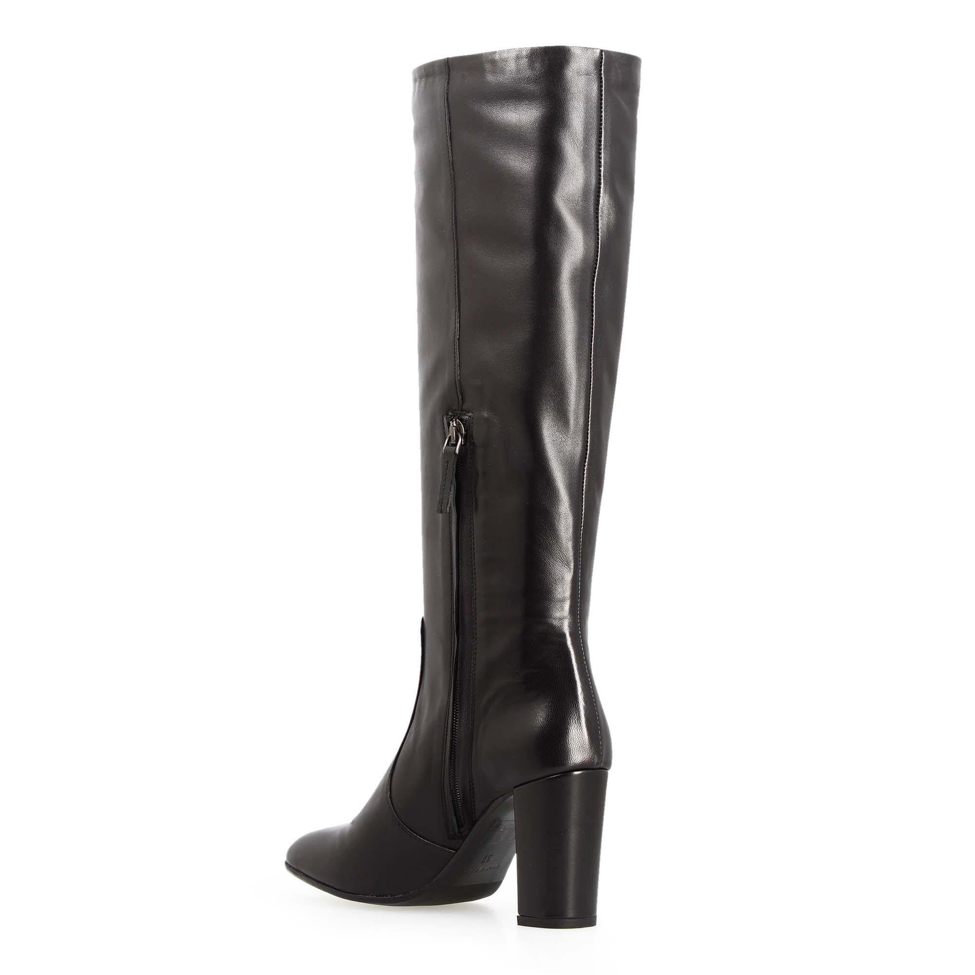 Leonardo Shoes Signoria Stivale Nero Tacco Alto 8 cm Pelle