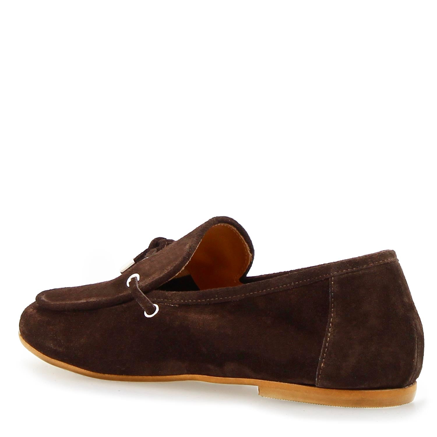 Leonardo Shoes Arsilia Mocassini Donna Camoscio Marrone Scuro
