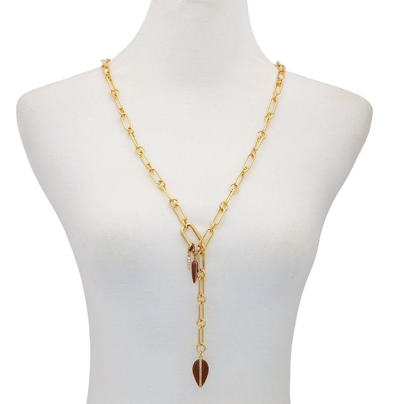 Vince Camuto collana lariat oro maglie con ciondolo