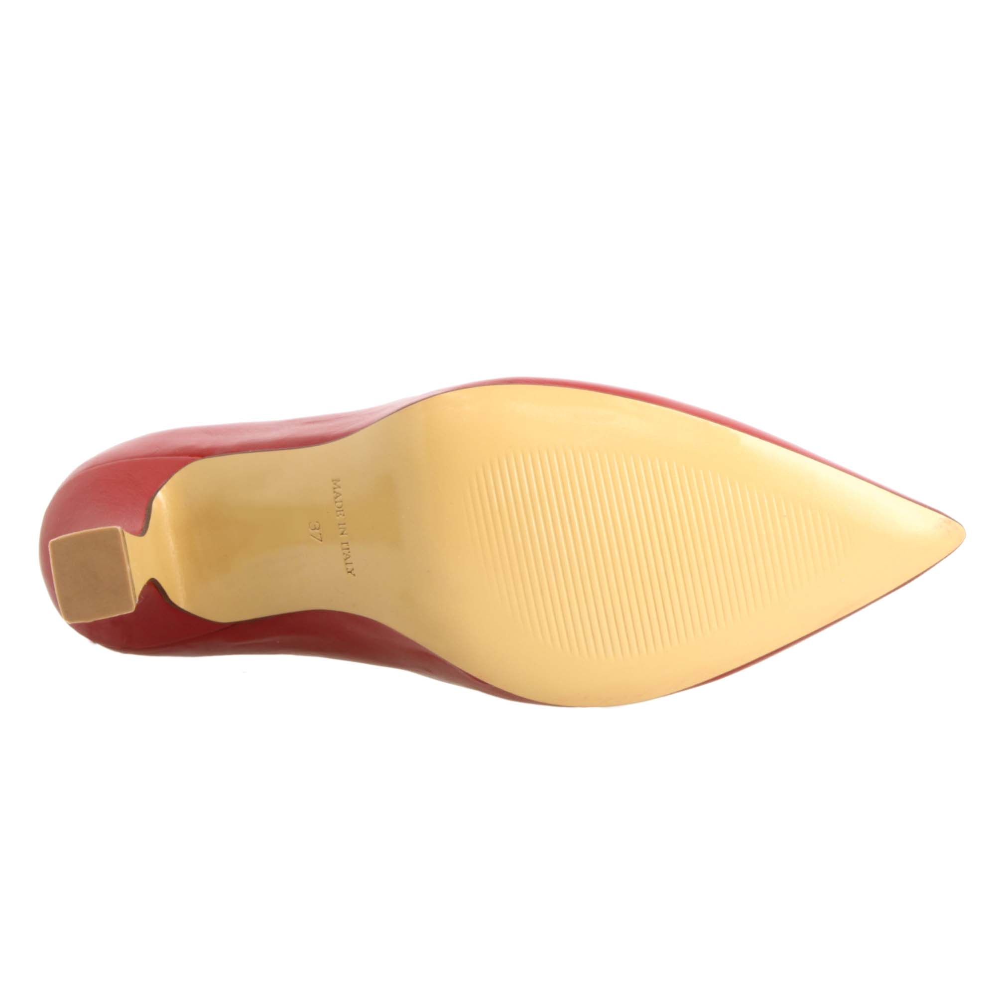 Leonardo Shoes BF-20 Décolleté Rosse Pelle Tacco 9 cm Punta