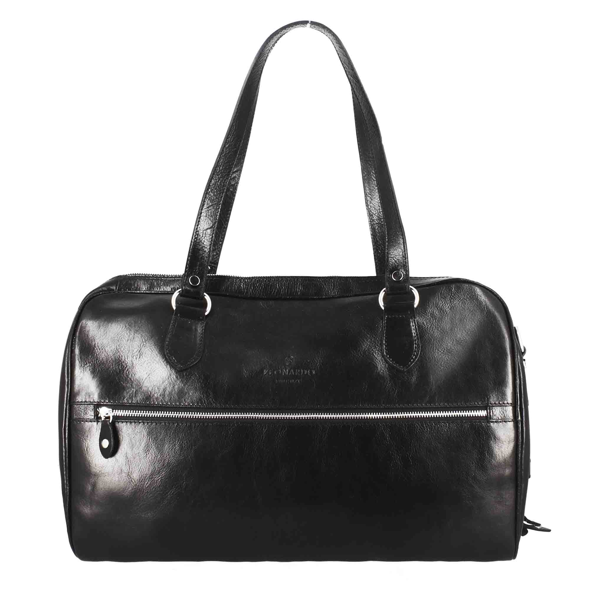 Leonardo Shoes Borse Uomo BF-20 borsone viaggio pelle nero